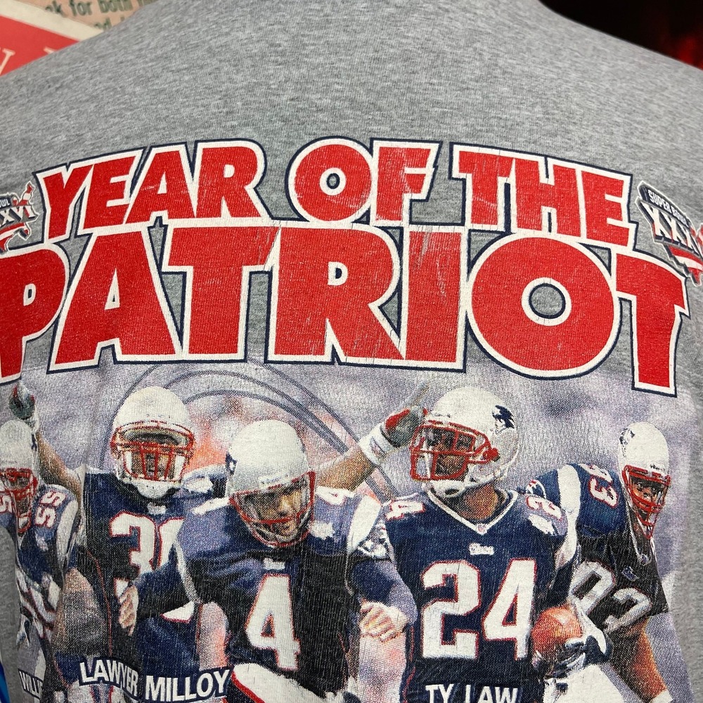 Vintage New England Patriots 2002 Super Bowl 36 NFL Ty Law‎ Tee Sz Large - Picture 2 of 7